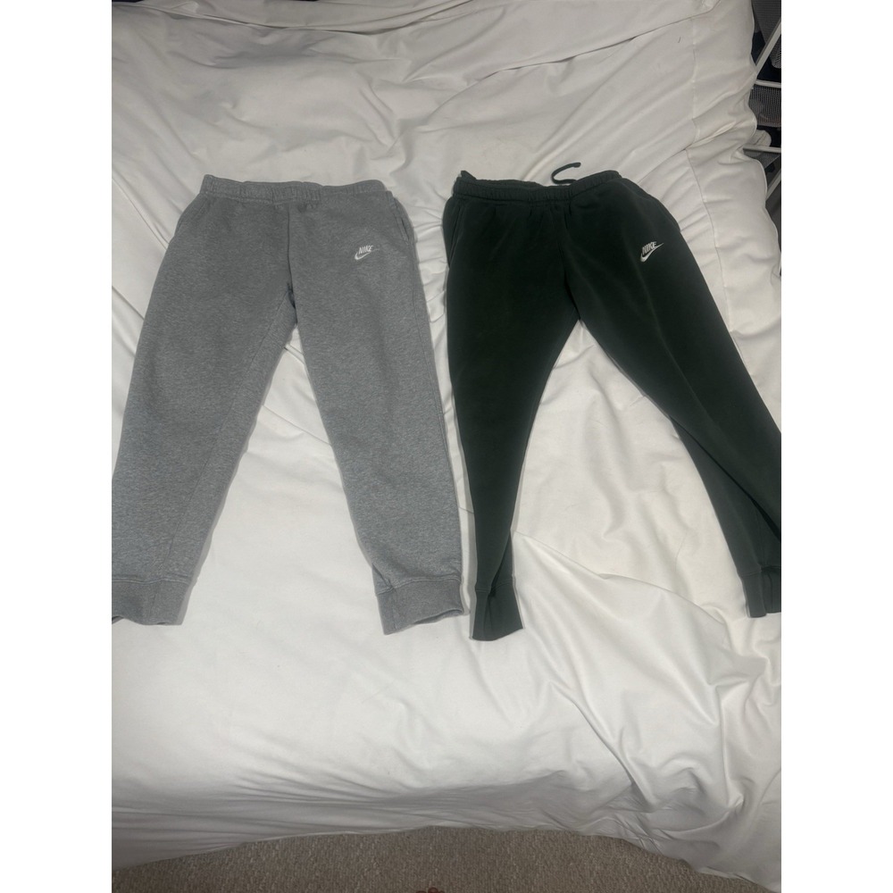 Nike Sweatpants Mens M Joggers Fleece Athletic Pants, Lot Of 2, Green & Gray